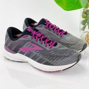 Brooks Womne's Ravenna Running Shoe Sneaker Size 9.5 Black Gray Fuchsia Purple